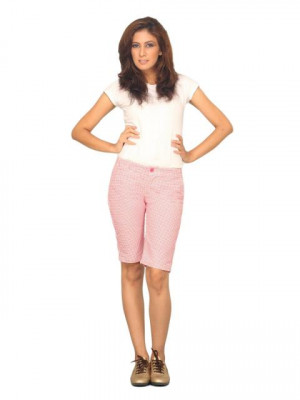 Jealous 21 Women's Checkered Pink White Short