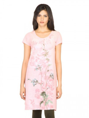 W Women Floral Print Pink Kurta