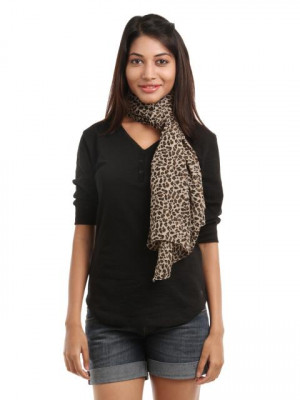 Femella Women Brown Leopard Print Scarf