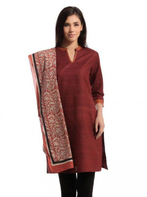 Fabindia Women Printed Rust Stole