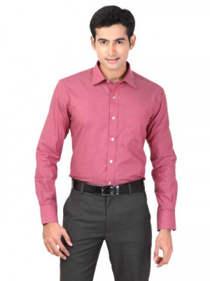 Genesis Men Solid Pink Shirts