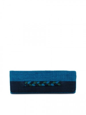 Fabindia Women Braided Blue Clutch