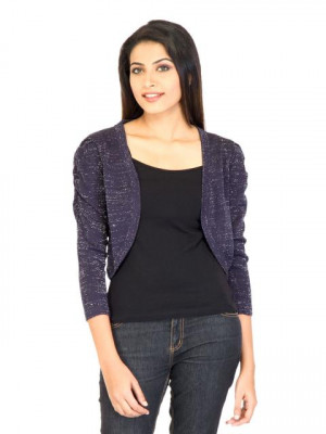 Jealous 21 Women Solid Purple Shrug