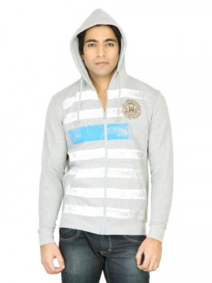 Wrangler Men Flock Print Grey Sweatshirt