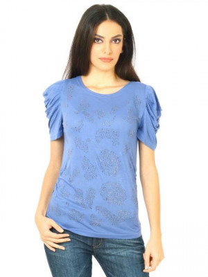 Flying Machine Women RN HS Blue Tshirts