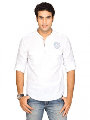 Spykar Men's Stripes White Top
