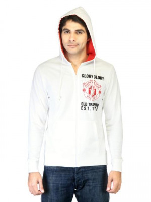 Manchester United Men White Sweatshirt