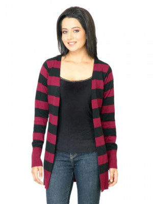 Jealous 21 Women Stripes Maroon Sweater