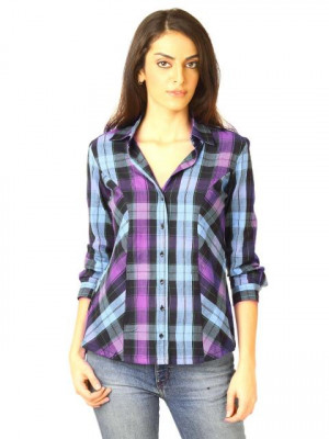 Jealous 21 Women Purple Blue Shirt