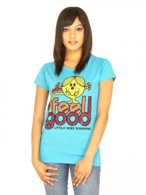 Little Miss Women Printed Blue T-shirt