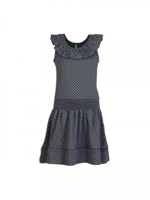 United Colors of Benetton Girls Printed Navy Blue Dress