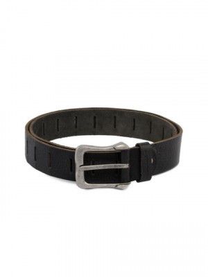 Peter England Men Leather Black Belt