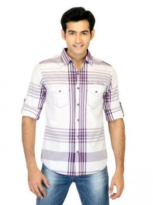 Spykar Men Check White Shirts