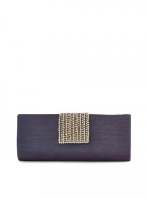 Spice Art Women Pearl Embroidery Blue Clutch