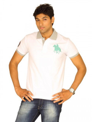 Classic Polo Men's Logo White Grey Polo T-shirt