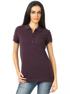 United Colors of Benetton Women Purple Polo T-shirt
