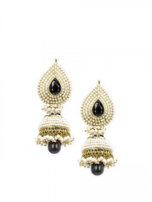 Royal Diadem Black Earrings
