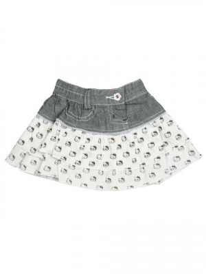 Doodle Kids Girl Printed Grey Skirt