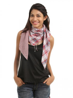 Femella Women Maroon & White Scarf