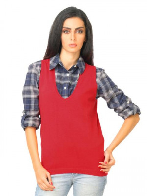 United Colors of Benetton Women Solid Red Sweater