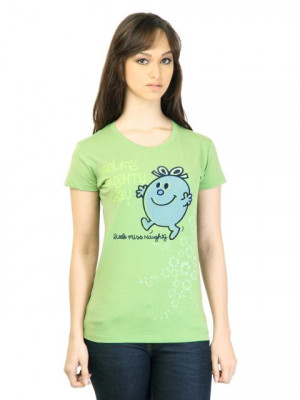 Little Miss Women Printed Green T-shirt