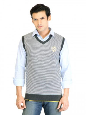 Puma Men Knitted Vest Grey Sweater