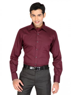 Genesis Men Stripes Maroon Shirts