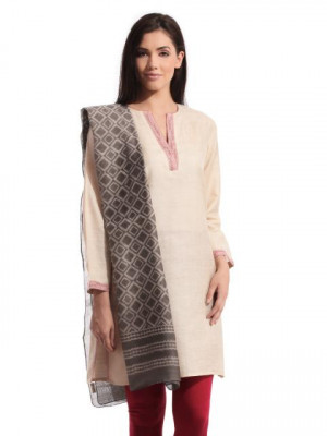 Fabindia Women Chanderi Grey Stole