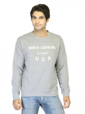 Wrangler Men Printed Grey Sweatshirt