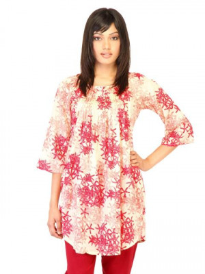 W Women Printed Cream Kurtis