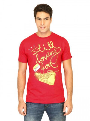 Probase Men Printed Red Tshirts