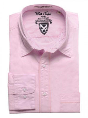 Reid & Taylor Men Solid Pink Shirts