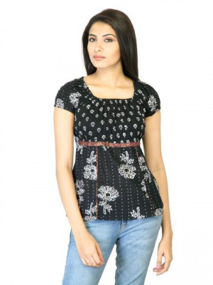 Mother Earth Women Black Printed Top