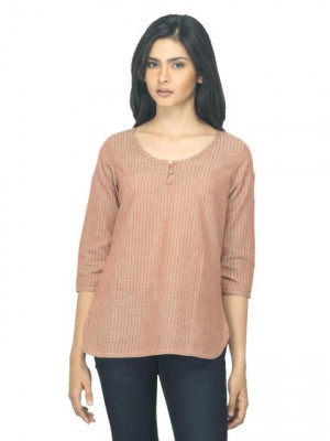 Fabindia Women Striped Grey Kurti