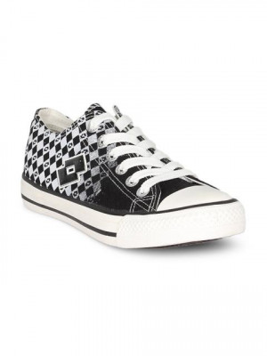 Lotto Unisex Canvas Black Check Shoe
