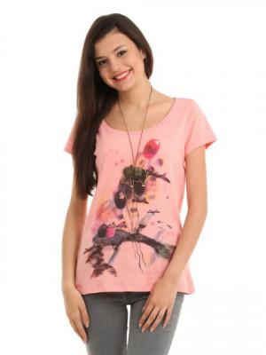 Allen Solly Woman Printed Peach Top