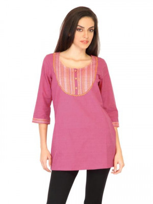 Aurelia Women Solid Pink Kurtis