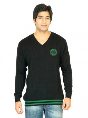 Indigo Nation Men Solid Black Sweaters
