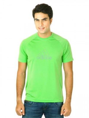 ADIDAS Men Ess F Logo Green T-Shirts