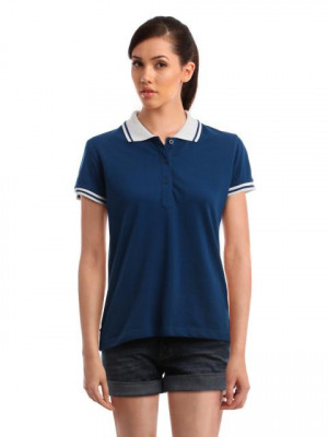 Femella Women Blue Polo T-Shirt