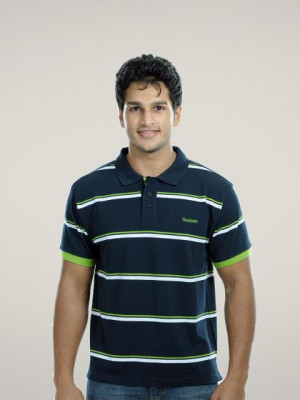 Reebok Men Navy Blue Polo T-shirt
