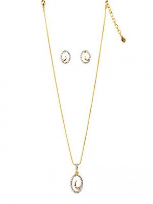 Estelle Women Gold Earrings & Pendant Set