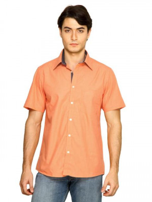 Indigo Nation Men Plain Shirt Orange Shirts