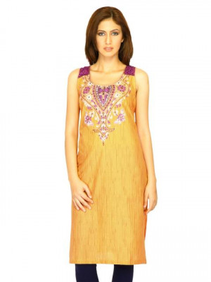 W Women Solid Yellow Kurtas