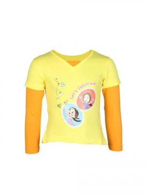 Chhota Bheem Kids Girls Lets Catch Them Yellow Top