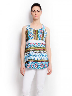 Global Desi Women Printed White Top