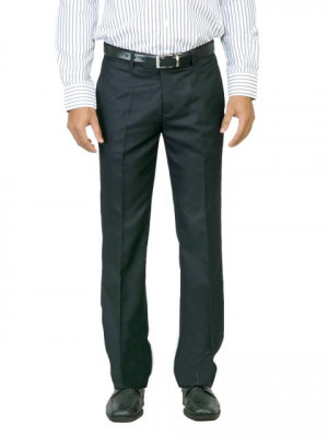 Genesis Men Solid Navy Blue Trousers