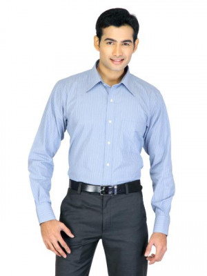 Genesis Men Stripes Blue Shirts