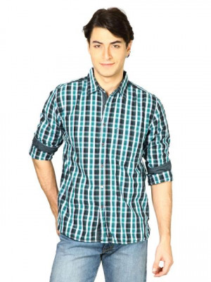 Indigo Nation Men Checks Green Shirts