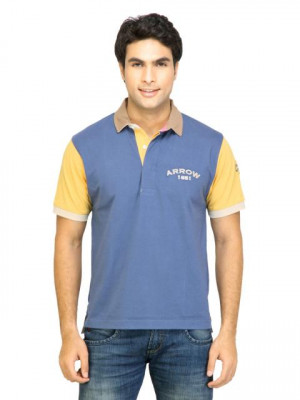 Arrow Sport Men Solid Blue Polo Tshirts